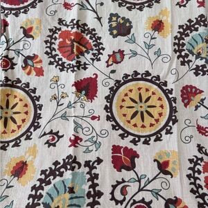 World Market Suzani Medallion Jacobean Cotton Lined Vibrant Curtain 48 X 84 Inch